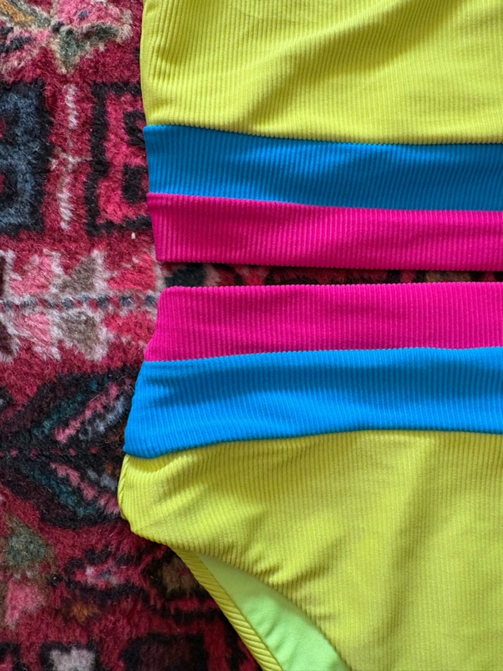 Beach Riot Heidi Two-Piece Bikini neon yellow Pink Aqua size large - Picture 4 of 10